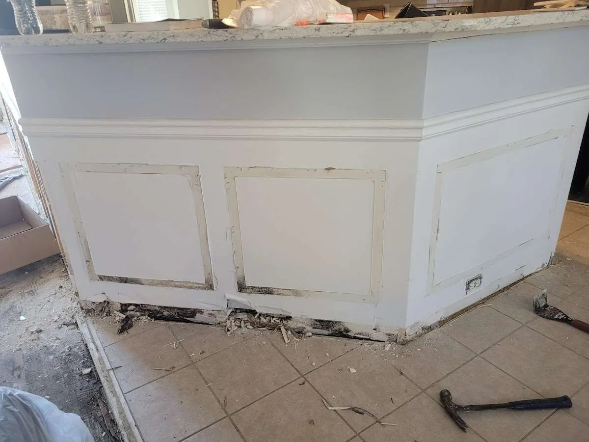 Water damage and mold on kitchen during Storm Damage Restoration in Fairfax